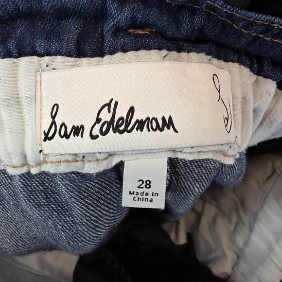 Sam Edelman Paperbag Jeans Womens 28 Blue High Rise Wide Leg Crop 100% Cotton - Picture 3 of 12